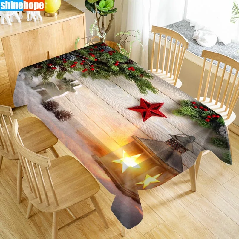 Рождественская Скатерть Оксфорд с принтом водонепроницаемая маслостойкая