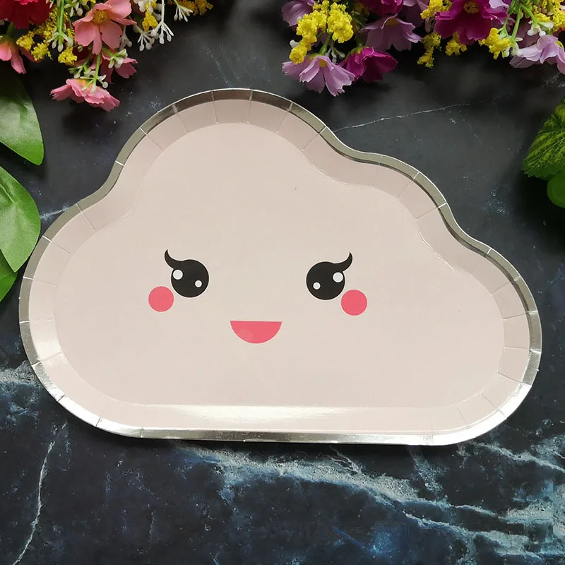 8PCS Pink Одноразовая посуда вечерние украшения на вечеринку дня рождения украшения Дети облако бумажный лоток белый бумажный лоток Свадьба деко - Цвет: 8PCS Pink