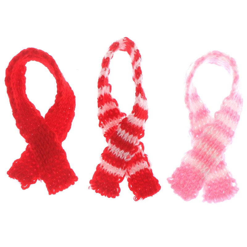 3Pcs Knitting Scarf Ornament DIY Handmade Decorative Supplies Dolls Clothing Sewing Accessories Kid Gift Doll Craft Material Red | Игрушки и