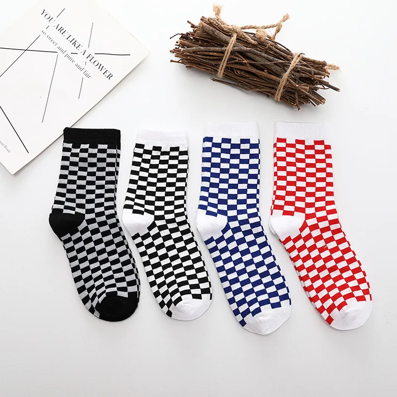 

Couples Stockings Harajuku Plaid Socks Cotton Sports Tube Socks Men and Women Trend Street Dance Skateboard Socks