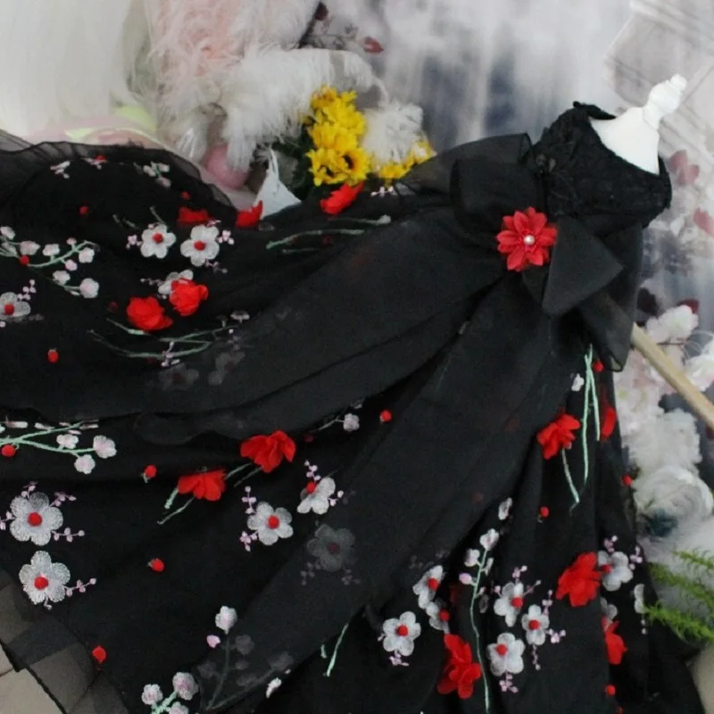 Роскошное платье для собаки ручной работы одежда питомца со шлейфом 3D вышивка