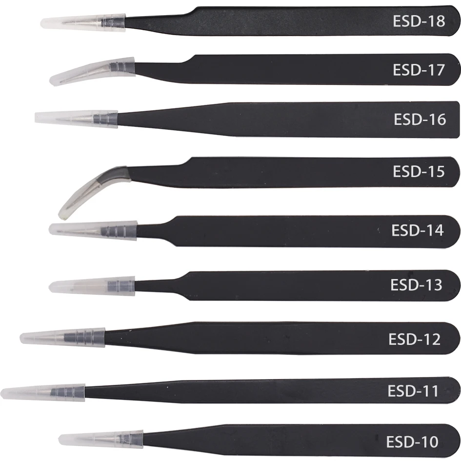 Черные щипцы HRC40 из антистатической нержавеющей стали ESD 10 11 12 13 14 15 16 17 18 для