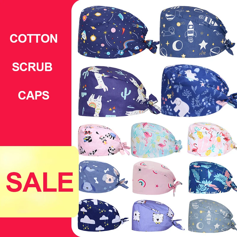 

Шапочка для медсестры, унисекс, 100% хлопок, ветеринарные рабочие шапки