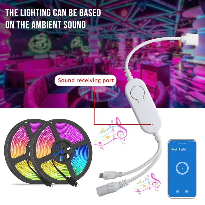

WiFi RGB Light Strip Controller Music Rhythm Function APP Remote Control Voice Control Work With Alexa Google Home