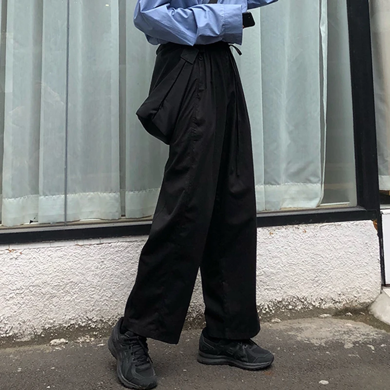 

Новинка 2020, винтажные свободные брюки GOOHOJIO с карманами, женские повседневные широкие брюки для пар, женские брюки-карго большого размера с в...