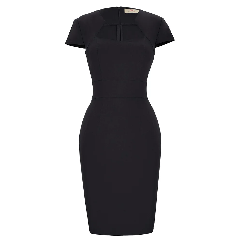 Женское винтажное платье карандаш в стиле ретро однотонное облегающее