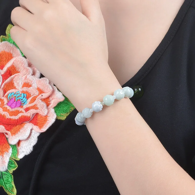 Нефритовый камень жадеит Изумрудный Лотос браслет из бисера Шарм ювелирные