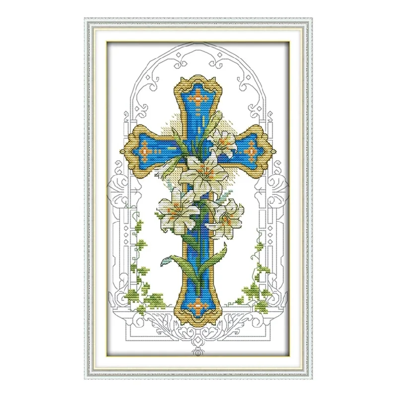 Lily Cross Embroidery Set Chinese Counted Stitch Kits Pattern DIY 11CT DMC Cross-stitch Fabric stitch kit Painting | Дом и сад