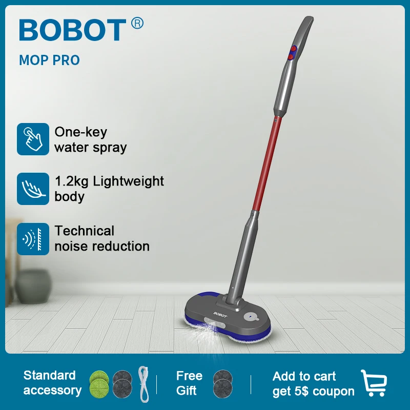 Швабра BOBOT MOP Pro с распылителем воды Беспроводная электрическая швабра ручная