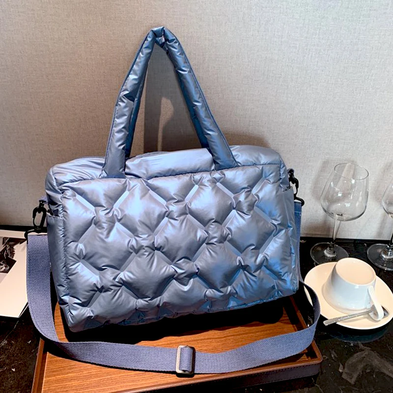 

Women's Tote Bag Nylon Shoulder Bags 2021 Girls Shopper Purse Fashion Casual Geometric Patterns Large Capacity Down Bag Handbags