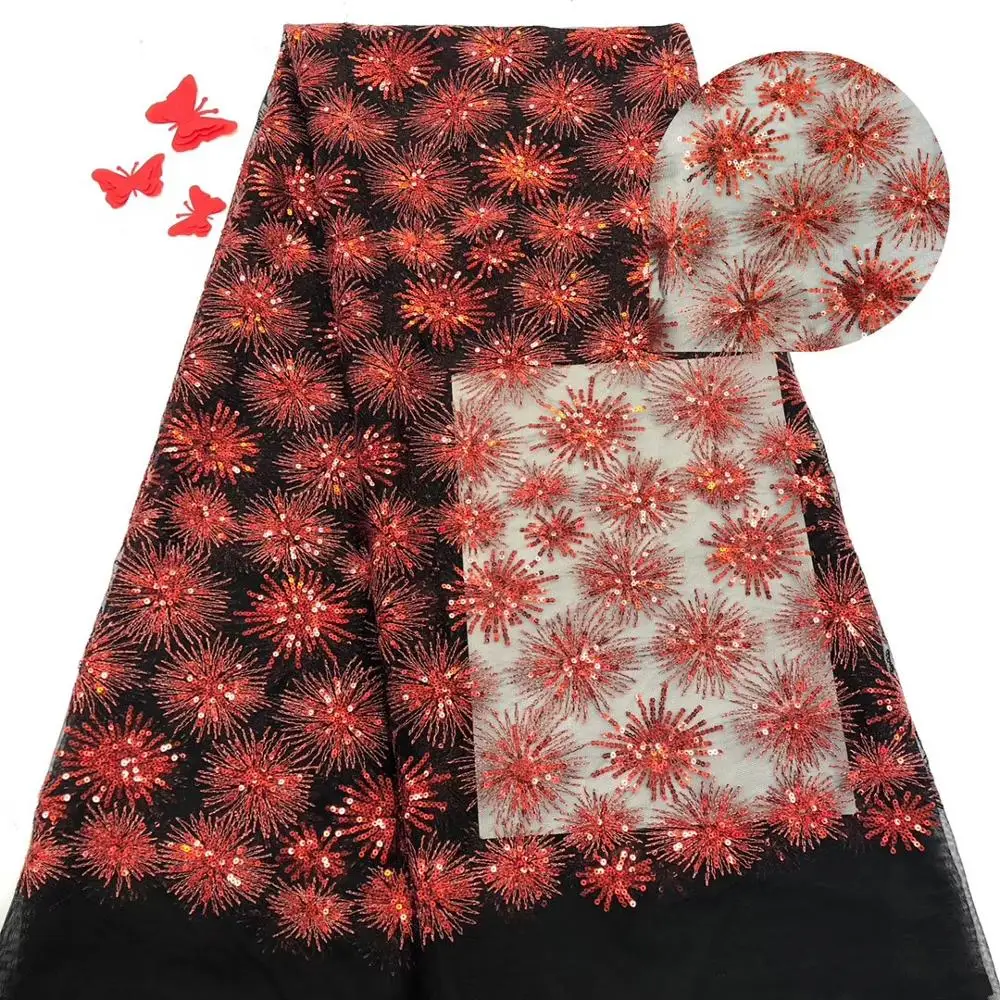 

African Sequins Laces Fabric Embroidered Nigerian French Lace Fabric High Quality African French Net Lace Fabric ML8241