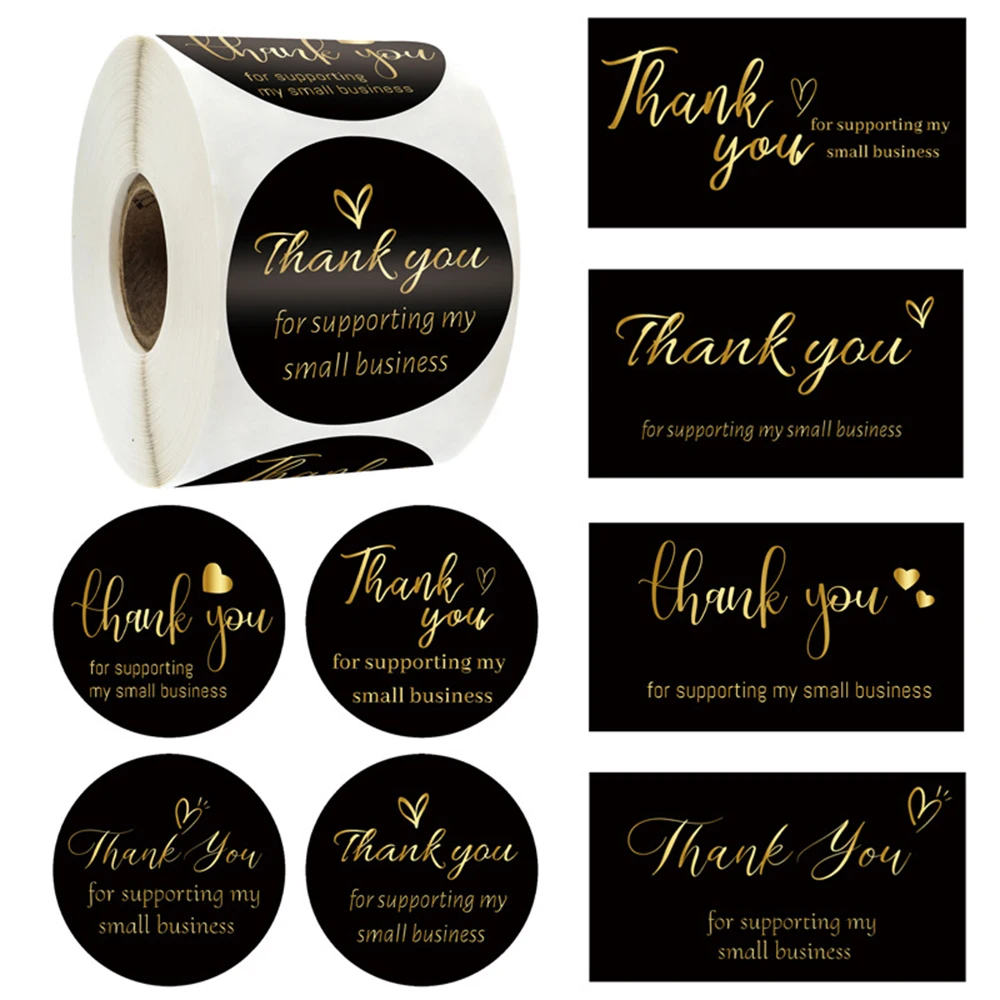 

50/500 шт., наклейки с надписью «Thank You»