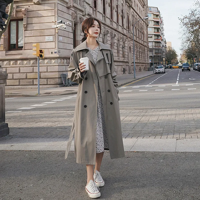 

2020 Spring Collection Women's Windbreaker Down Cloak Trench Coat Free Fashion Casual High Quality Belt Button Windbreaker