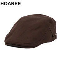 hoaree berets caps for women cotton four seasons men flat cap adjustable ivy newsboy high quality solid navy driver hat