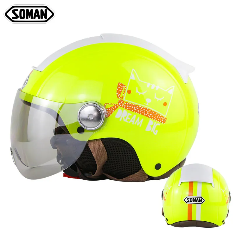 Motorcycle Children's Helmet Vintage Women Moto Helmets Colorful Open Face for Female Kids Retro Safety Casco Electric Scooter |