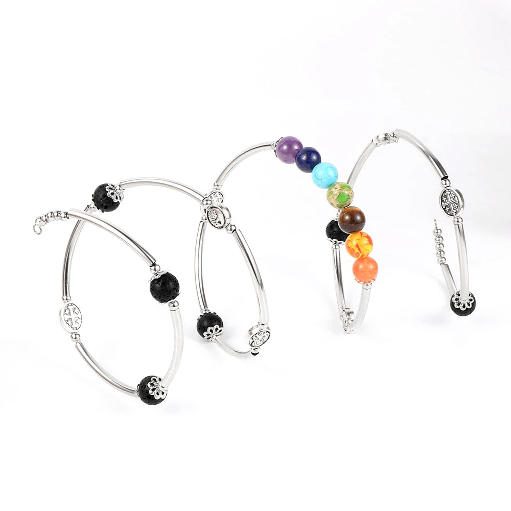 Женский и мужской браслет из натурального камня 8 мм 7 чакр медные бусины для йоги