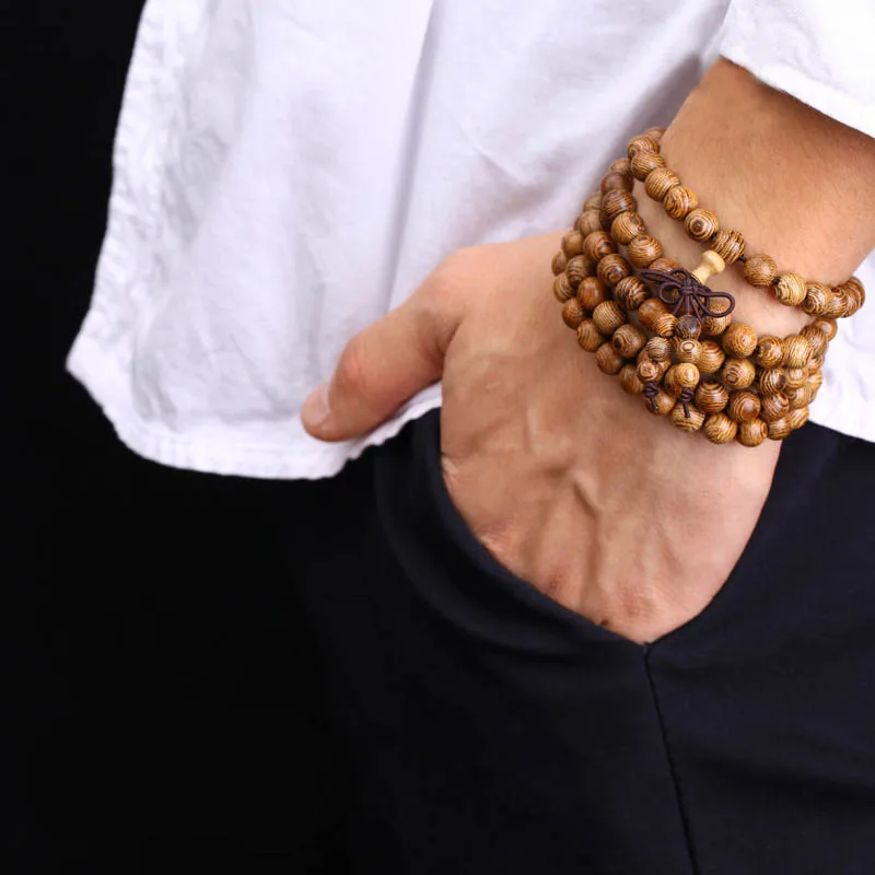 Новинка 108 шт. бусины венге молитвенный браслет тибетский буддийский мала четки