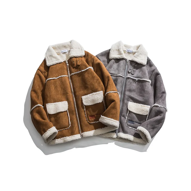 

Retro Trend Lamb Wool Couple Coat Men's New Winter 2020 Ins Port Wind Tooling Cotton Padded Jacket Plus Size Clothing for Women
