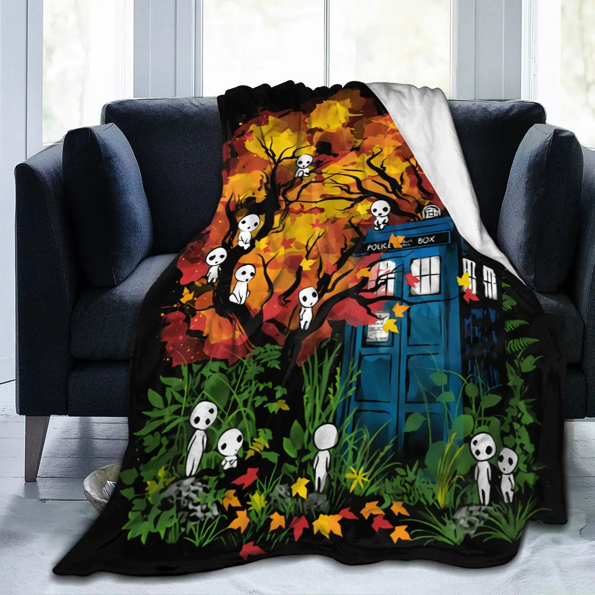 

Manta polar de franela con estampado 3D de princesa Mononoke, ropa de cama, sofá, decoración del hogar, dibujos animados, Unisex