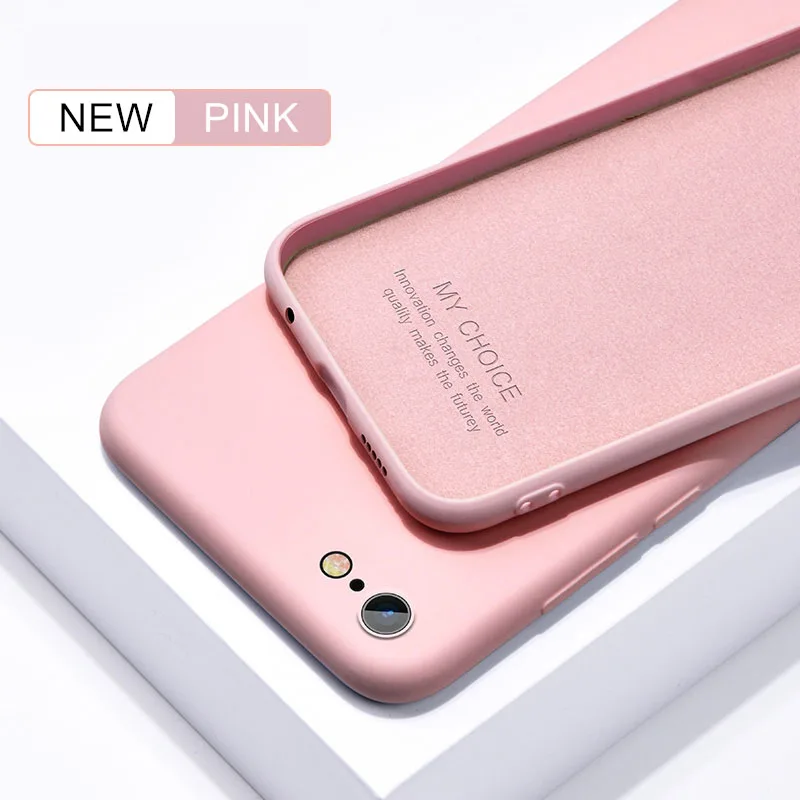 Pink Тонкий мягкий чехол для iPhone 7 8 6 6s Plus 5S 4 жидкий силиконовый чехол карамельный цвет Coque Capa для iPhone X Xs 11 Pro Max XR - Цвет: Pink