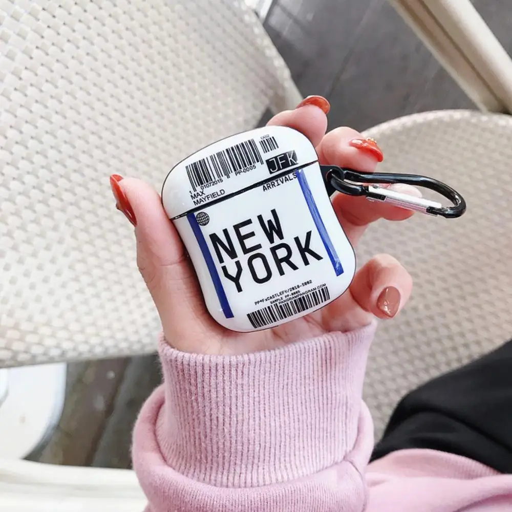 Модный Роскошный чехол для AirPods с этикеткой штрих-кодом Нью-Йорк милый Bluetooth