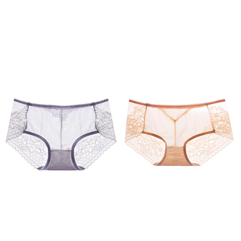 grey nude Meizimei, сексуальные цветочные женские штаны, кружевное белье, Ультра тонкое, короткие, хлопковые, прозрачные, размера плюс, трусики, нижнее белье, 2 шт, M, L, XL Размер - Цвет: grey nude