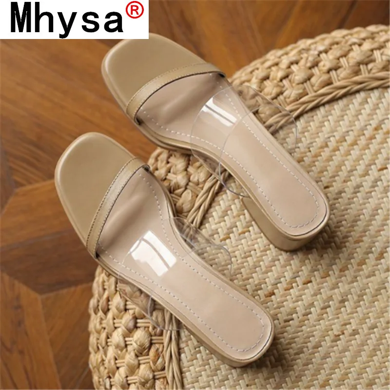 

2021 Summer New Women's Sandals Outdoor Comfortable Open Toe High Heel Slippers Fashion Transparent Sexy Party Dress High Heels