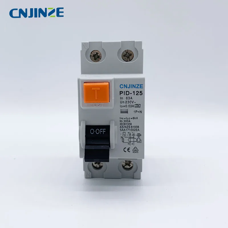 63A RCBO LE 1P+ N 230V~ 50 HZ/60 HZ Выключатель остаточного тока с защитой от перегрузки по току и утечки черная ручка