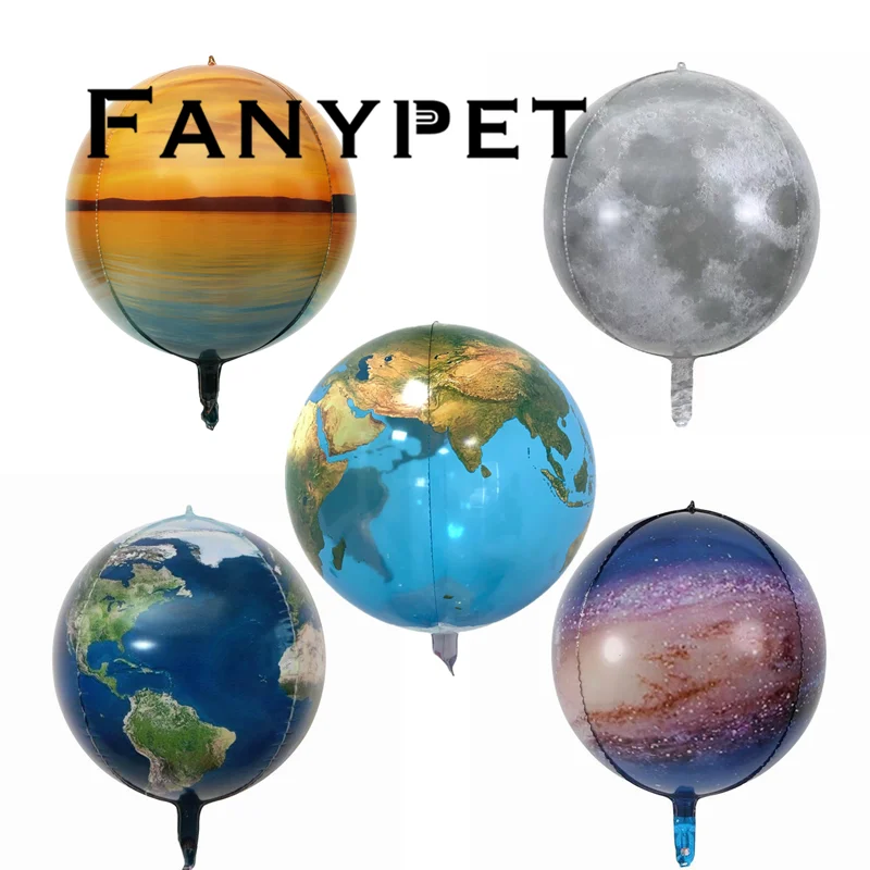 

22inch 4D Earth Moon Foil Balloon Earth Day World Map Balloons Outer Space Air Ball Birthday Party Decorations Kids Ballon Decor