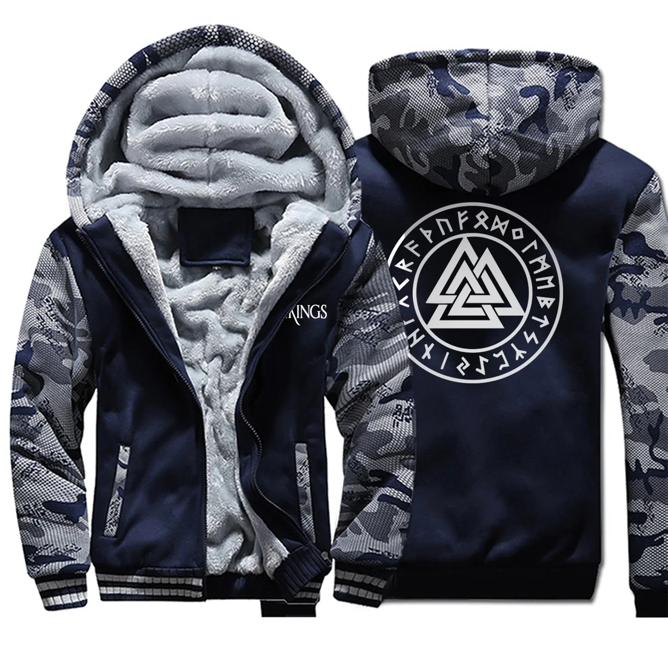 Толстовка с капюшоном Vikings Camo Зимняя Теплая мужская толстовка новый стиль 2020