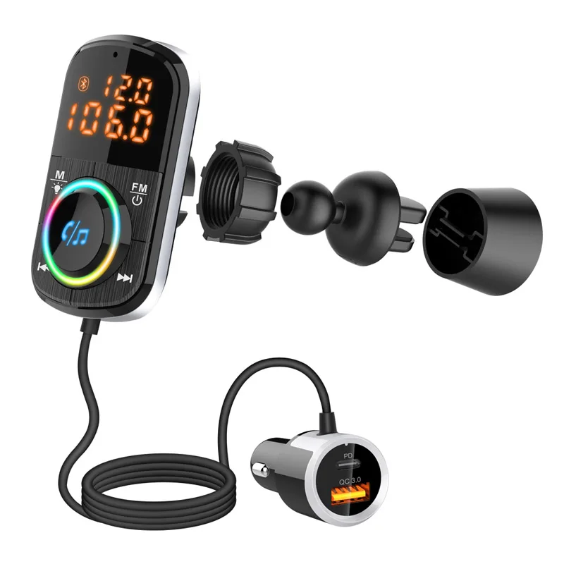Комплект громкой связи JaJaBor Bluetooth 5 0 FM-трансмиттер MP3 плеер Quick Charge 3 USB зарядное