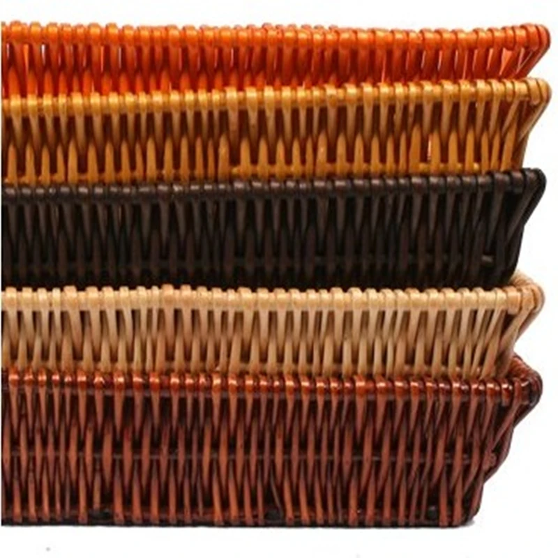 

Wicker System Willow Weaving Rattan Rectangular Weaving Fruit Bread Vegetables Display Breadbasket Weaving Storage Basket
