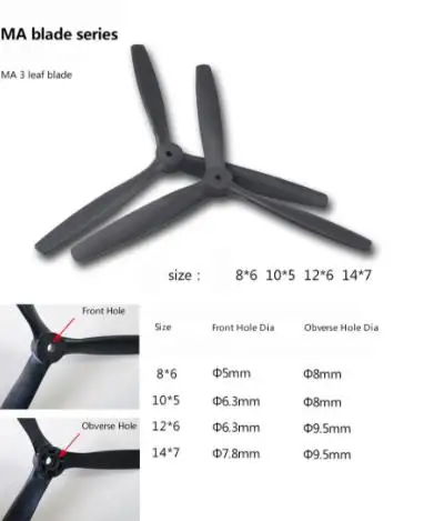 2 шт. нейлоновые Стекловолоконные лопасти MA серия 3 лопастей реквизит CW CCW Prop 10x5 12x6