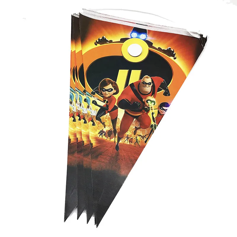 banner 10 pcs Kokoer Суперсемейка Happy День рождения одноразовые украшения наборы; детский душ Бумага баннер Салфетка скатерть посуда - Цвет: banner 10 pcs
