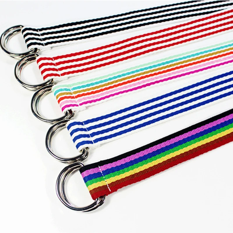 

New Trendy Rainbow Colors Exquisite Waist Belt For Women Lady Pretty Canvas Thin Skinny Waist Belt Dress Accessory Hot Sale
