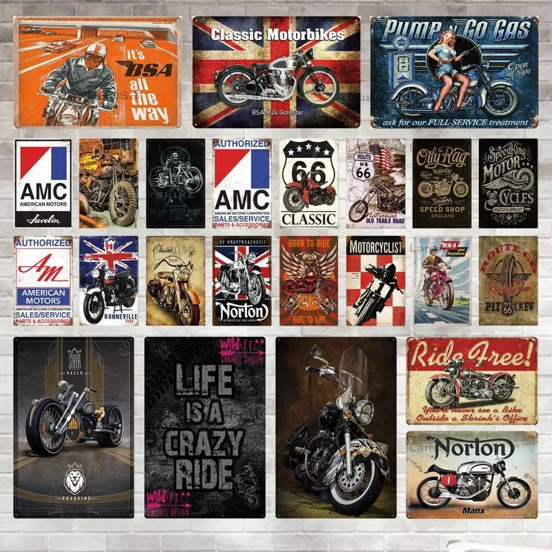 

Car Motorcycle Metal Poster Retro Plaque Wall Art Painting Plate Pub Bar Garage Decor Vintage Tin Sign Metal Painting Wall Art