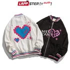 LAPPSTER-Молодежная мужская любящая куртка в стиле Харадзюку 2022 Мужская искусственная черная куртка-бомбер пальто Мужская Корейская ветровка