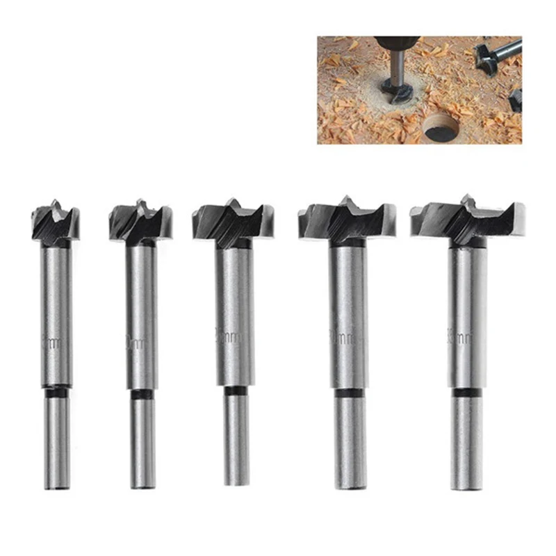 

Drill Bits 15/20/25/30/35mm,Set of 5 Pieces Carbide Steel Hinge Hole Cutter,Woodworking Boring Wood Hole Saw Cutter perfect for