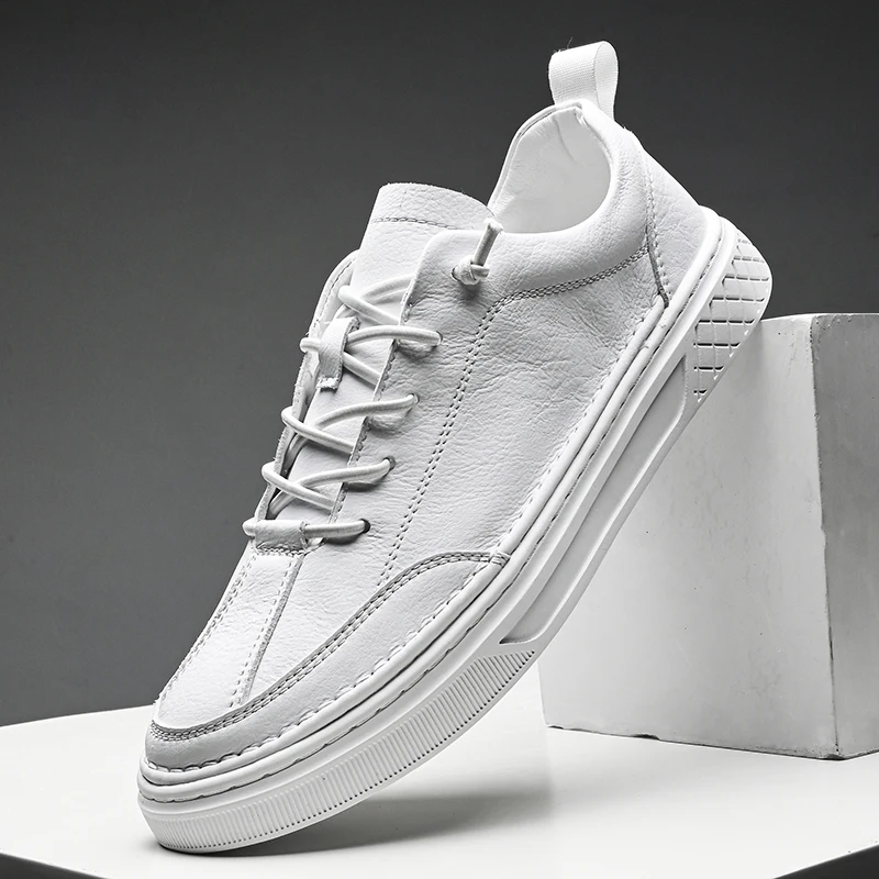 Классические мужские повседневные туфли модные кроссовки на шнуровке кожаные