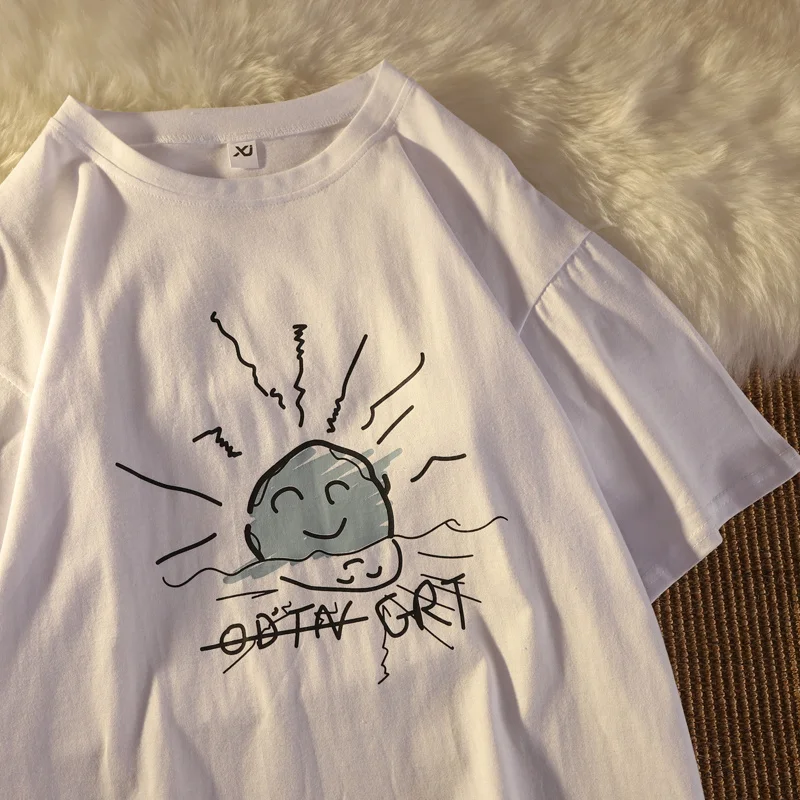 

Женская футболка с коротким рукавом и круглым вырезом, в Корейском стиле, в стиле Харадзюку, лето 2021