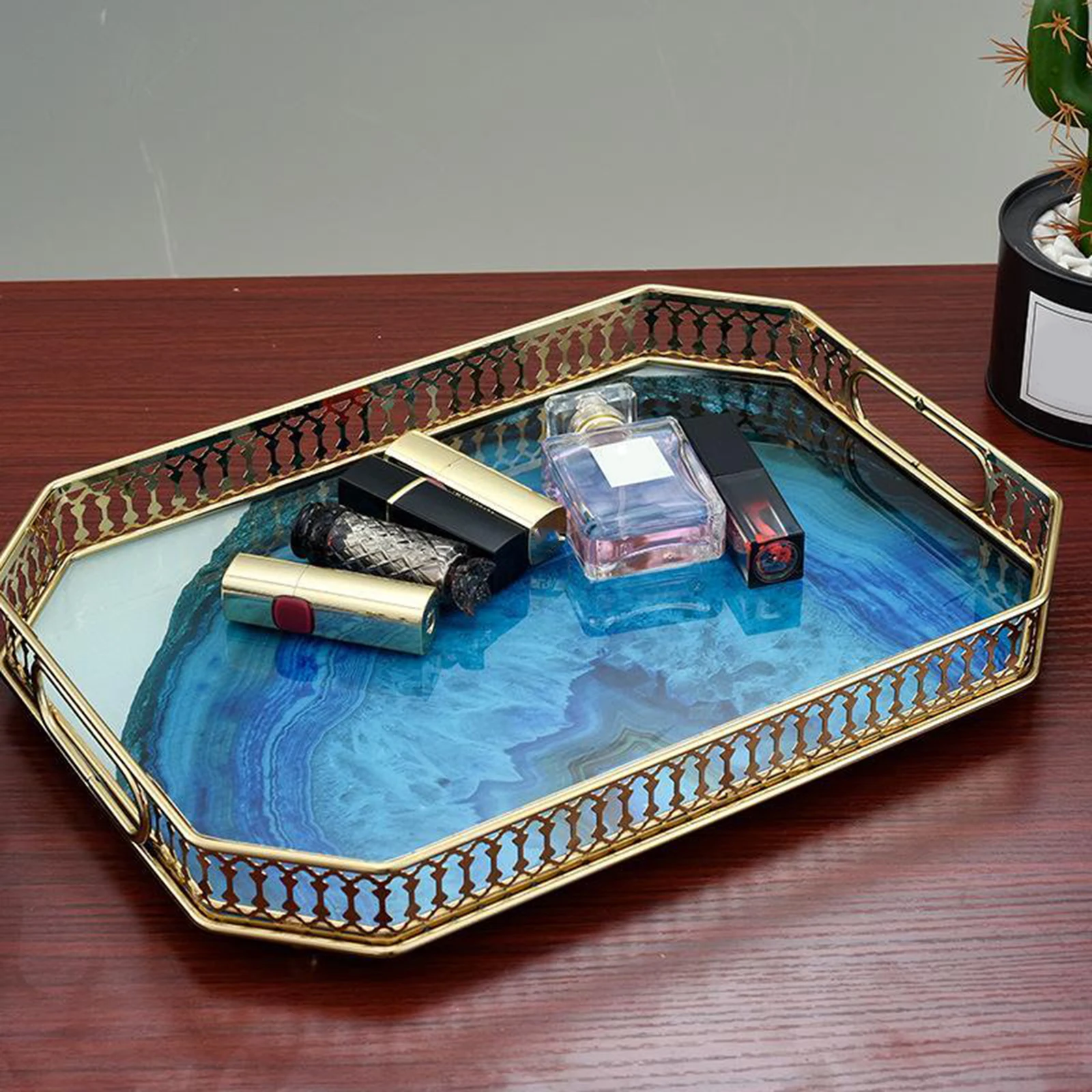 

Bathroom Makeup Tray Jewelry Toiletries Mirror Tray Home Serving Tray Wine Tray