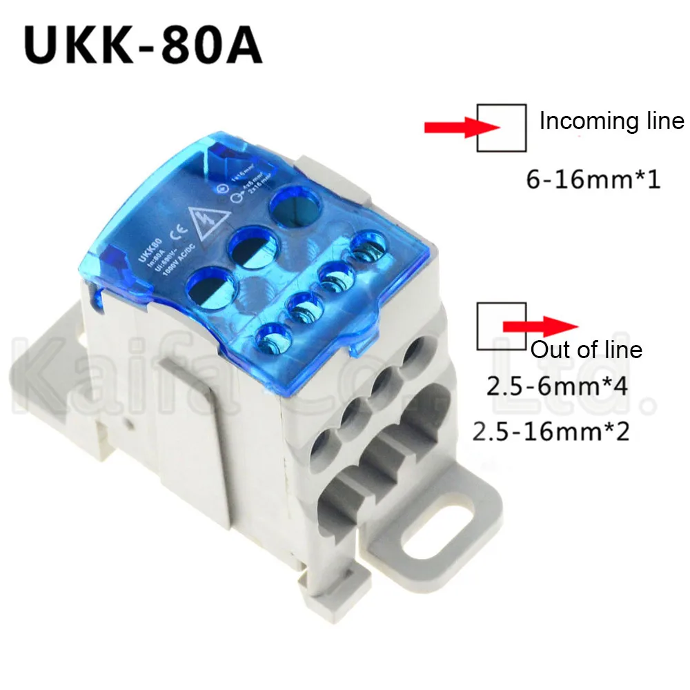 UKK80A UKK80A 125A 160A 250A 400A 500A клеммный блок 1 во многих из din-рейку распределительная коробка Универсальный электрический провод разъем - Цвет: UKK80A