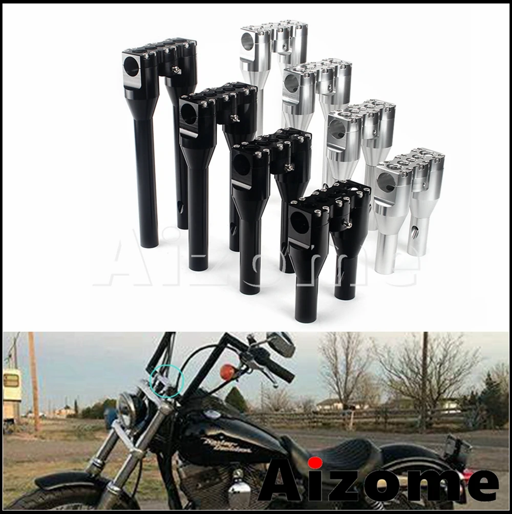 

6" 8" 10" 12" One-Piece Motorcycle Riser Clamp 1-1/2" 38mm Handlebar Straight Riser for Harley Dyna Street Bob Softail Sportster