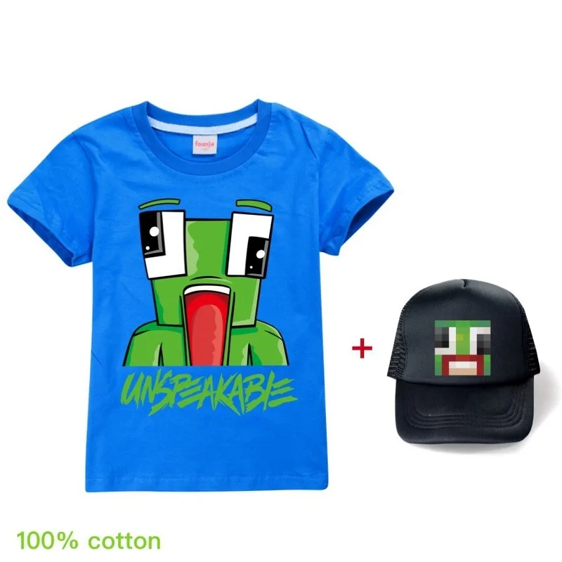 Неразборная футболка для мальчиков + кепки летние топы с рисунком подростков