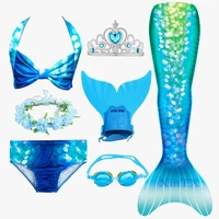 kids girls fins mermaid tail swimsuit bathing suit clothes tail mermaid carnival costumes with monofin flipper