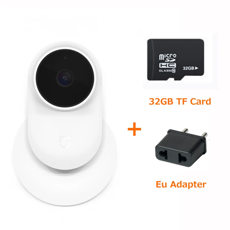 EU 32GB SD Card Xiaomi Mijia, новинка, 1080 P, IP камера, 130 градусов, FOV, ночное видение, 2,4 ГГц, двухдиапазонный, WiFi, Xiaomi, домашний комплект, монитор безопасности, камера - Цветной: EU 32GB SD Card