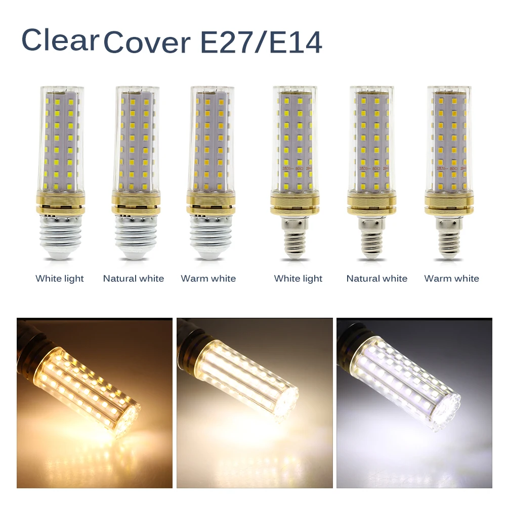

LED Bulb E27 9W AC220V 80LEDs Clear / Milky Cover High Brightness No Flicker Energy Saving LED Light LED Corn Bulb Lamp.