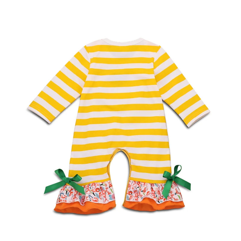 

Newborn Baby Girl Boy Soft CottonCloth Pumpkin Stripe Romper Jumpsuit Outfit