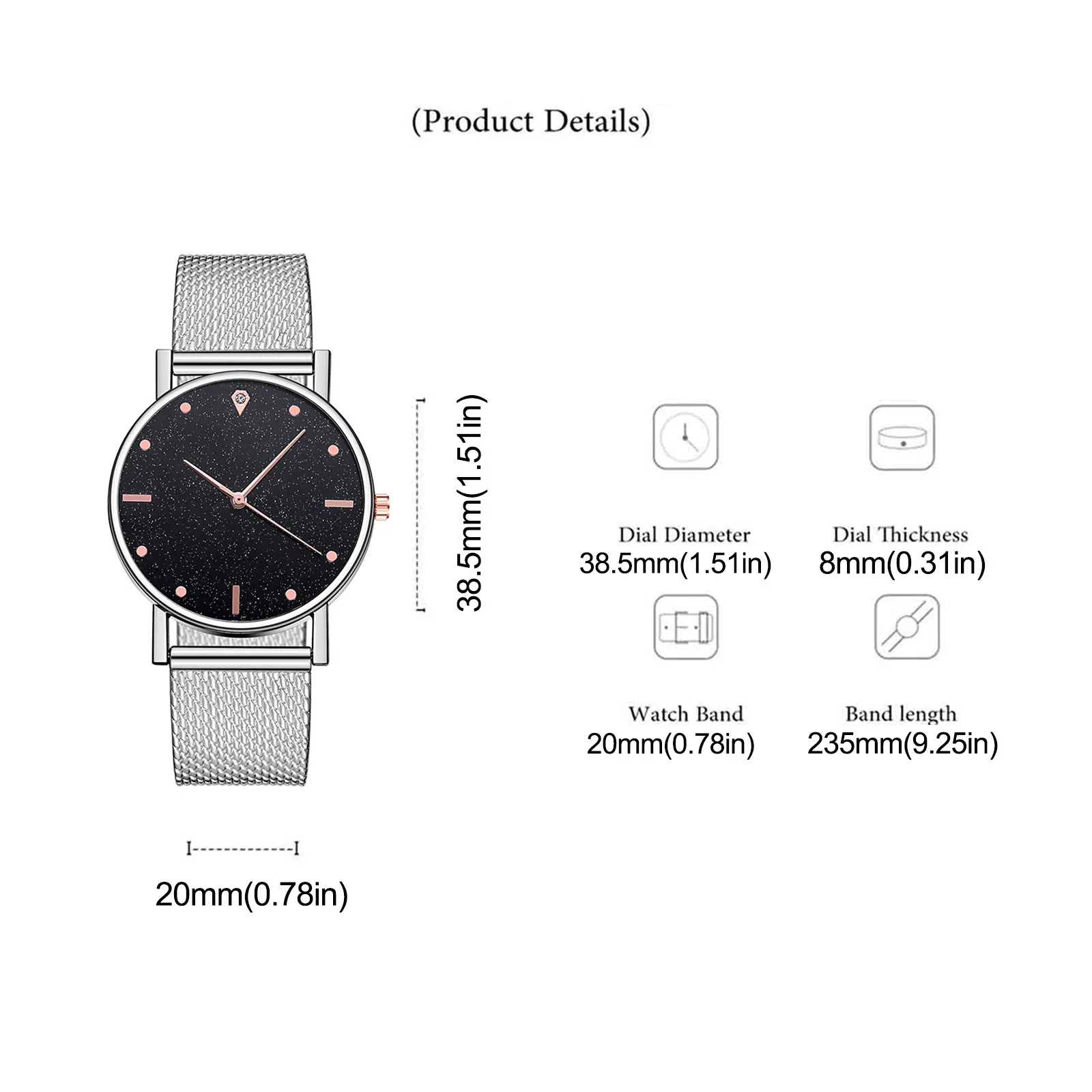 

Hot Fashionable Star Sky Exquisite Diamond Retro Silicone Strap Quartz Women Watch Waterproof High Quality Stainless Steel Case