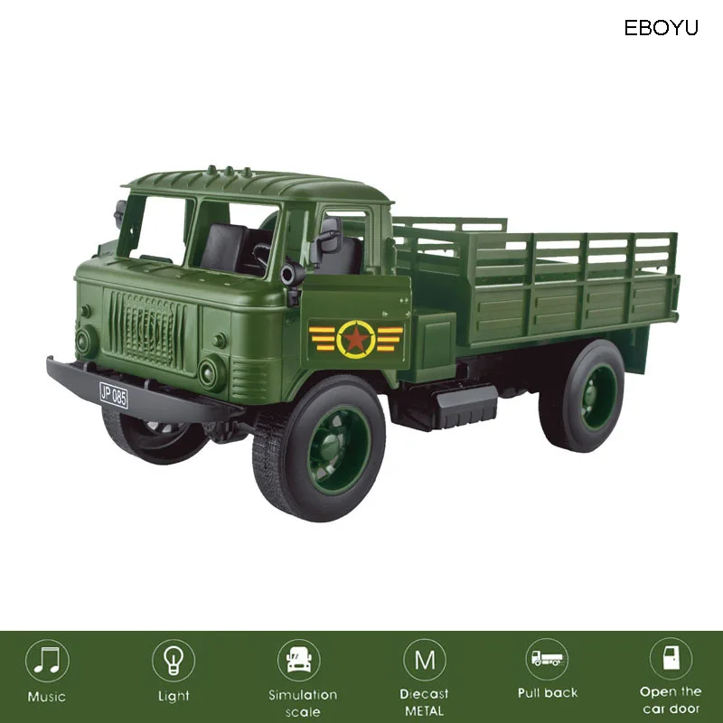 EBOYU 1:20 тянуть и Go мини грузовик литый под давлением военный классический